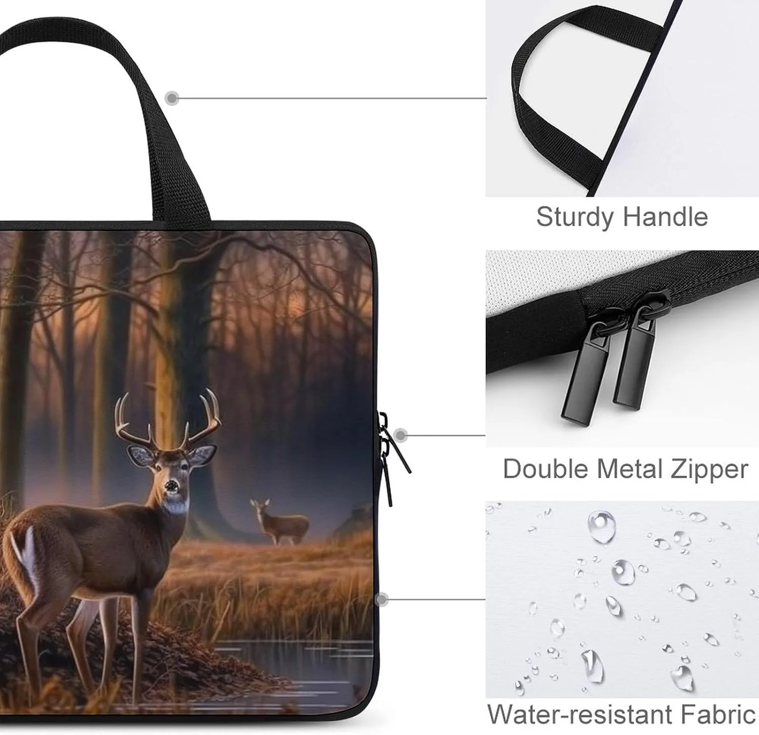 Laptop Bag for Women Computer Tote Bag Nature Wild Animal Deers Business Bag Briefcase Lightweight Handbag