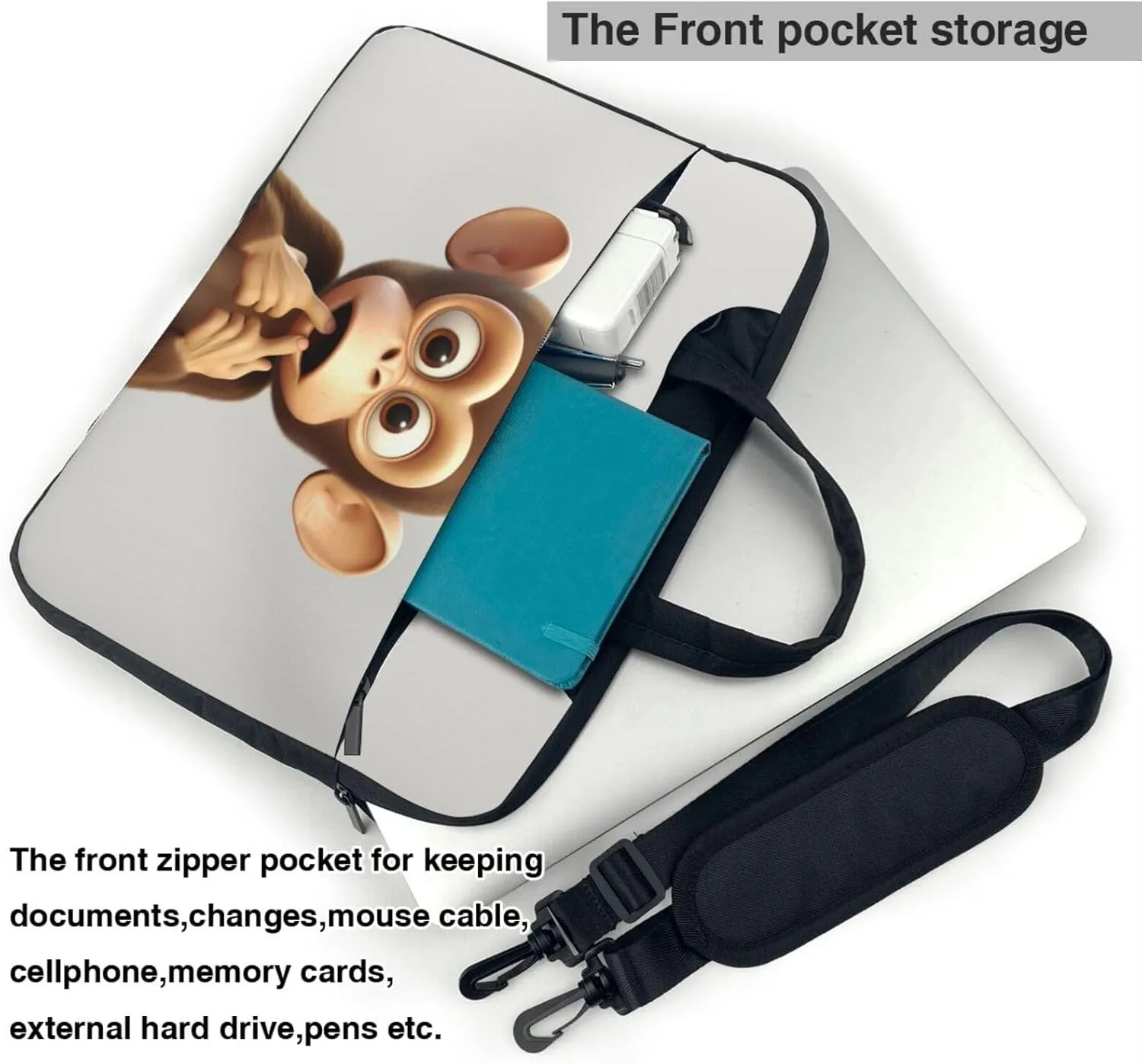 Laptop Bag, The Silent Monkey Printed Computer Bag With Shoulder Straps&Handle,Shoulder Messenger Bag For Laptop
