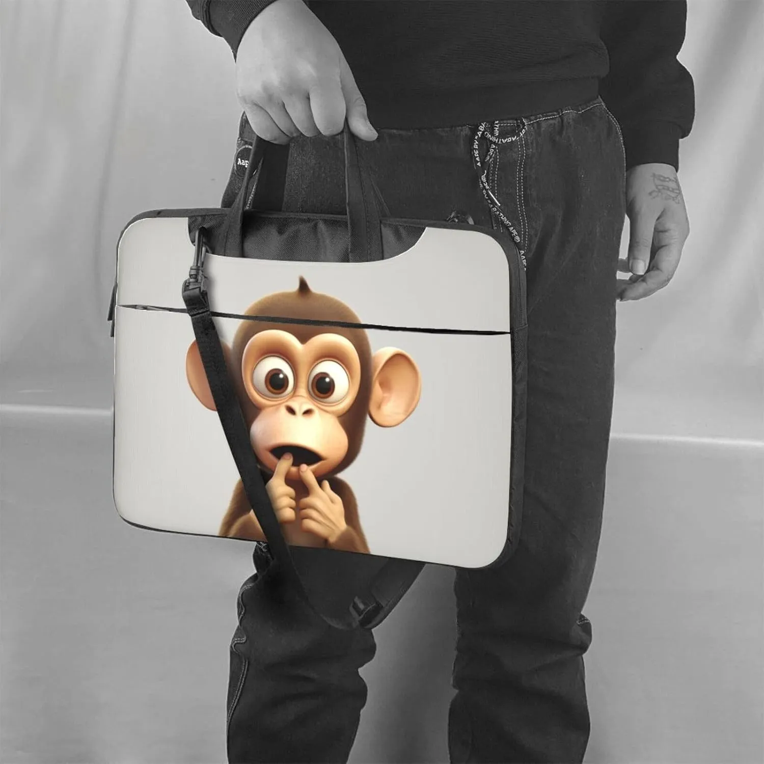 Laptop Bag, The Silent Monkey Printed Computer Bag With Shoulder Straps&Handle,Shoulder Messenger Bag For Laptop