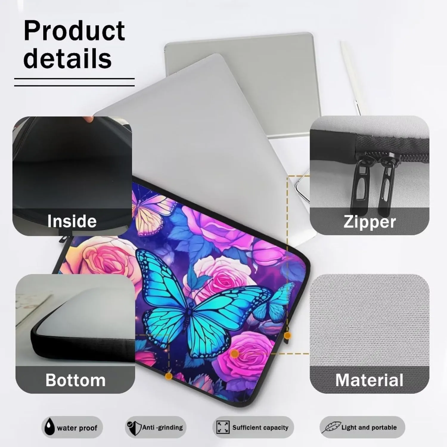 Laptop Bag Waterproof Computer Bag 15-17inch Large Capacity Clutch Teavel Protective Computer Carrying Cover