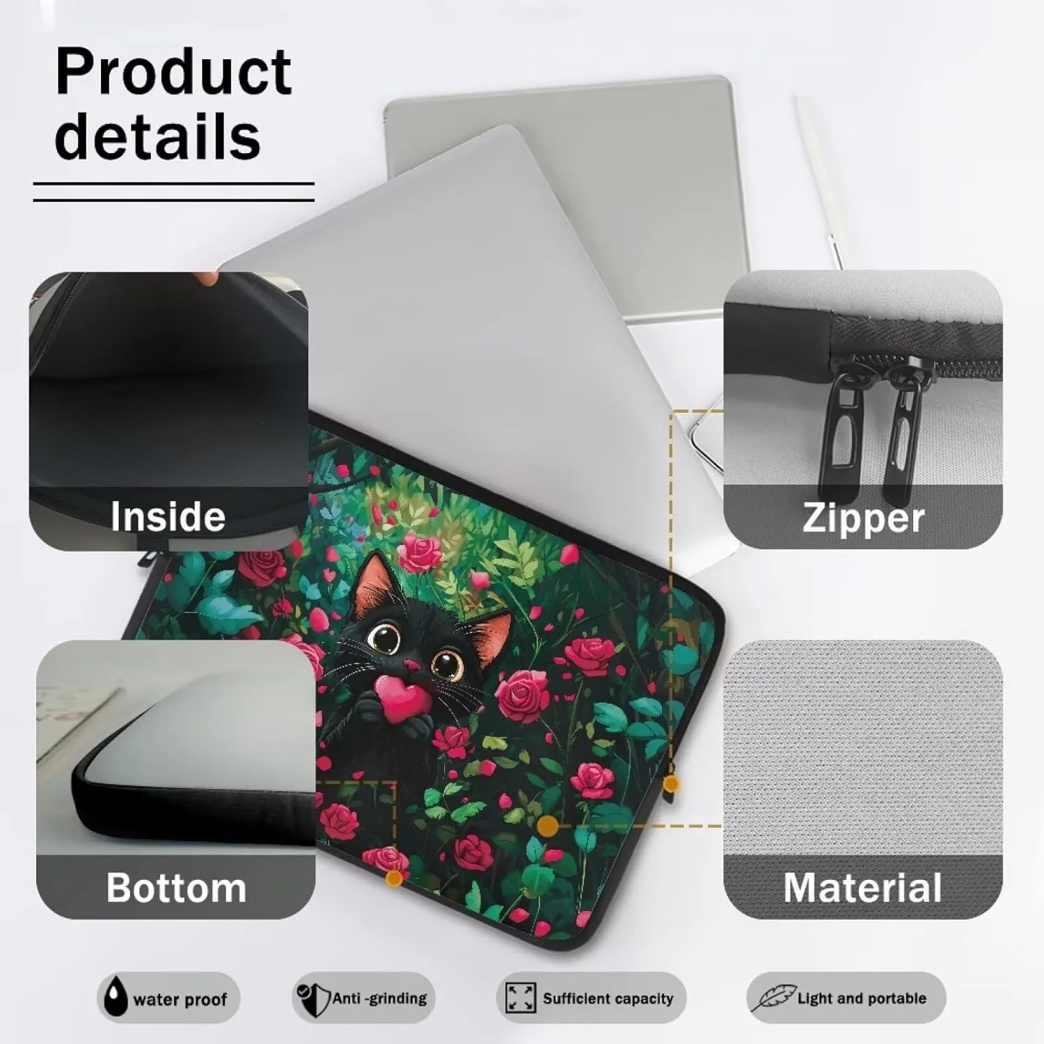 Laptop Bag Waterproof Computer Bag 15-17inch Large Capacity Clutch Teavel Protective Computer Carrying Cover