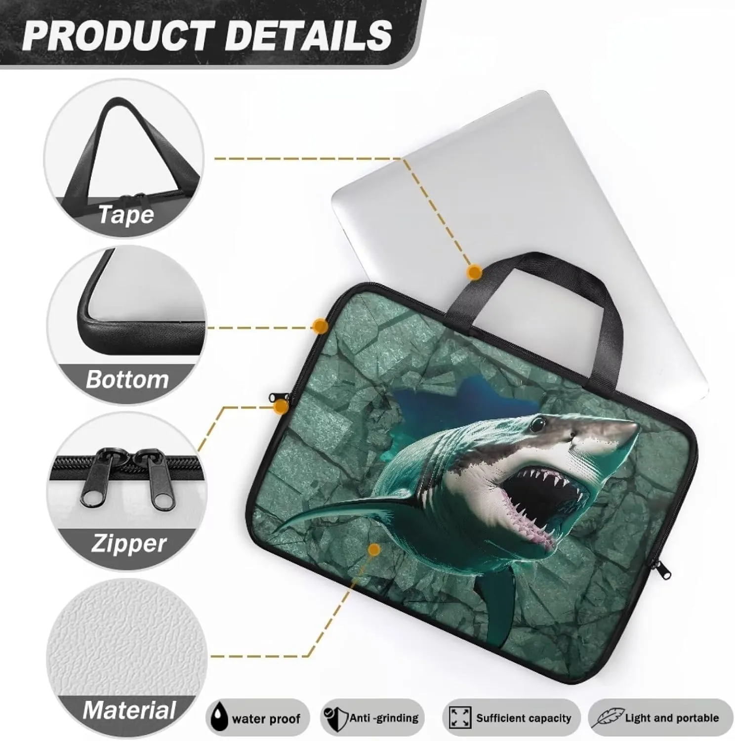 Laptop Carrying Case Large Capacity Travel Laptop Bag Waterproof Briefcase Portable Computer Protective Sleeves