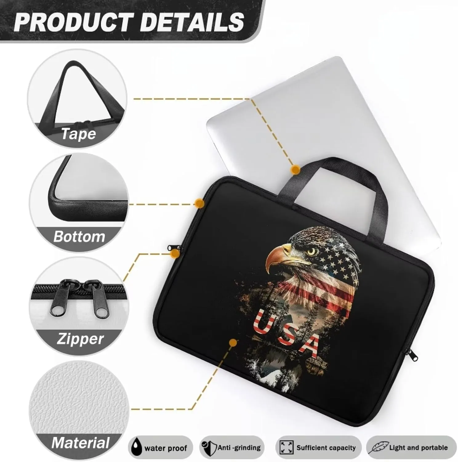Laptop Carrying Case Large Capacity Travel Laptop Bag Waterproof Briefcase Portable Computer Protective Sleeves
