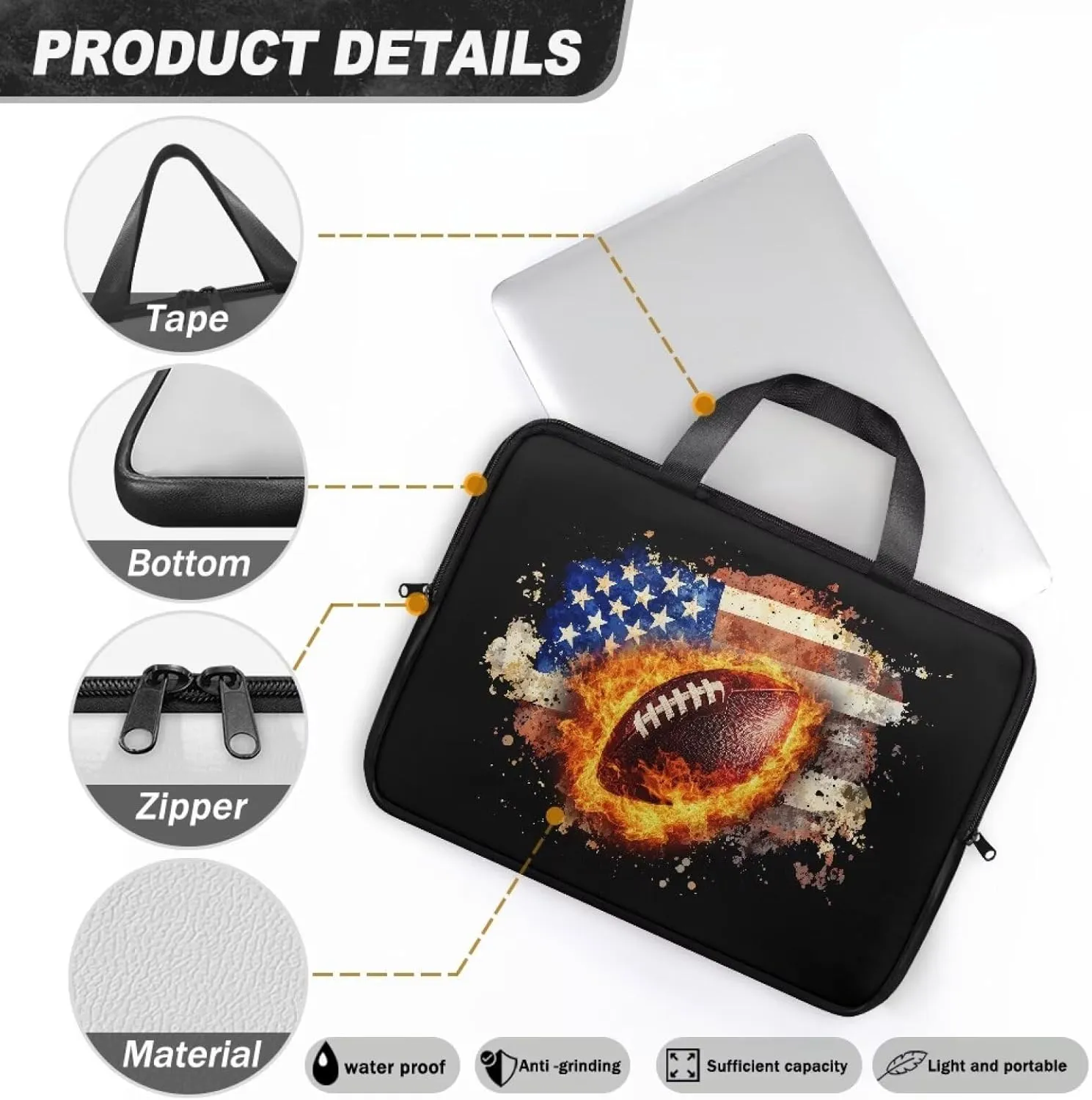 Laptop Carrying Case Large Capacity Travel Laptop Bag Waterproof Briefcase Portable Computer Protective Sleeves