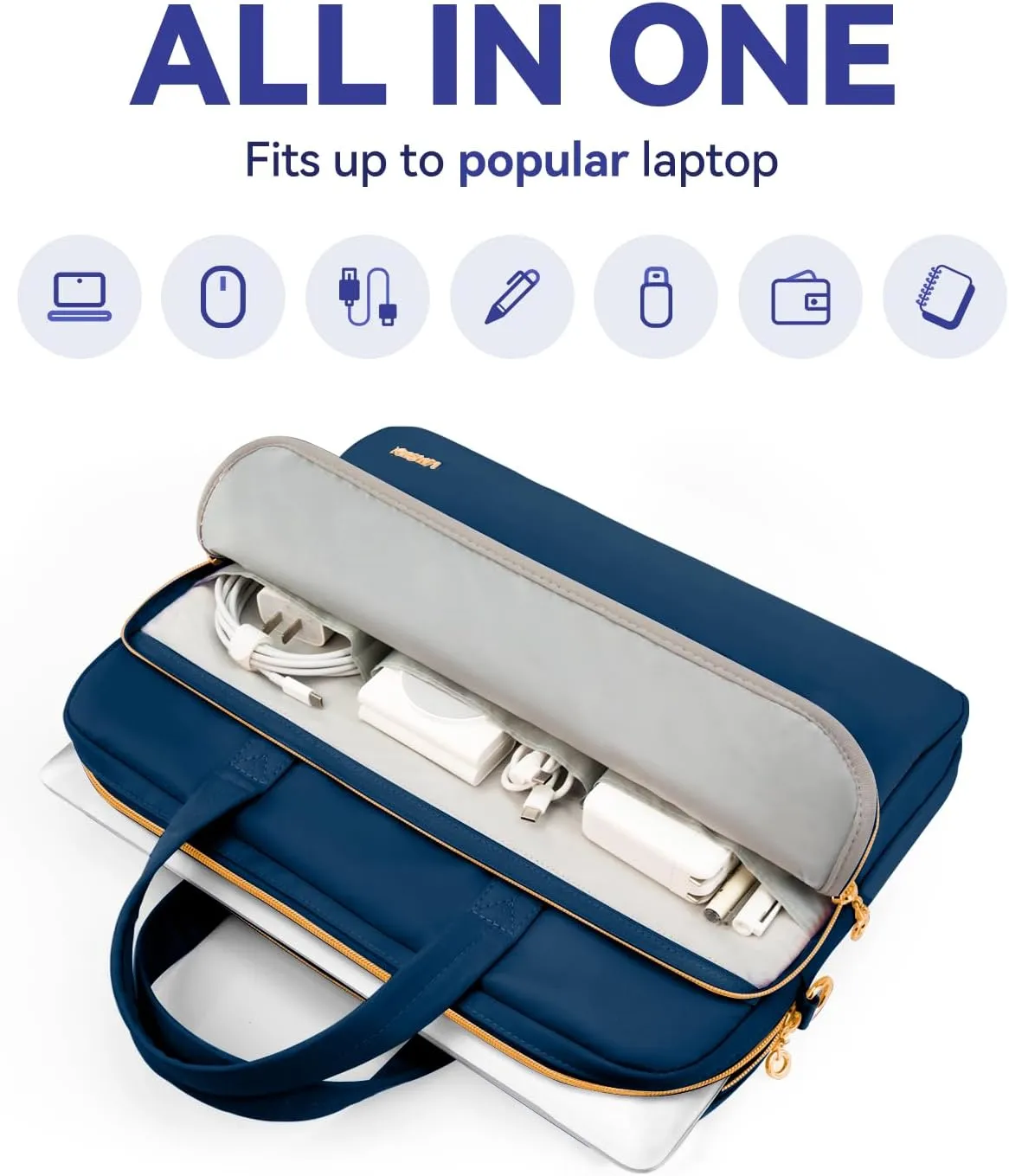 Laptop Case Bag Women Men Computer Sleeve Compatible with MacBook/Dell/HP/Acer/ASUS, Waterproof Shoulder Carrying Briefcase, Blue, 17-17.3 Inch