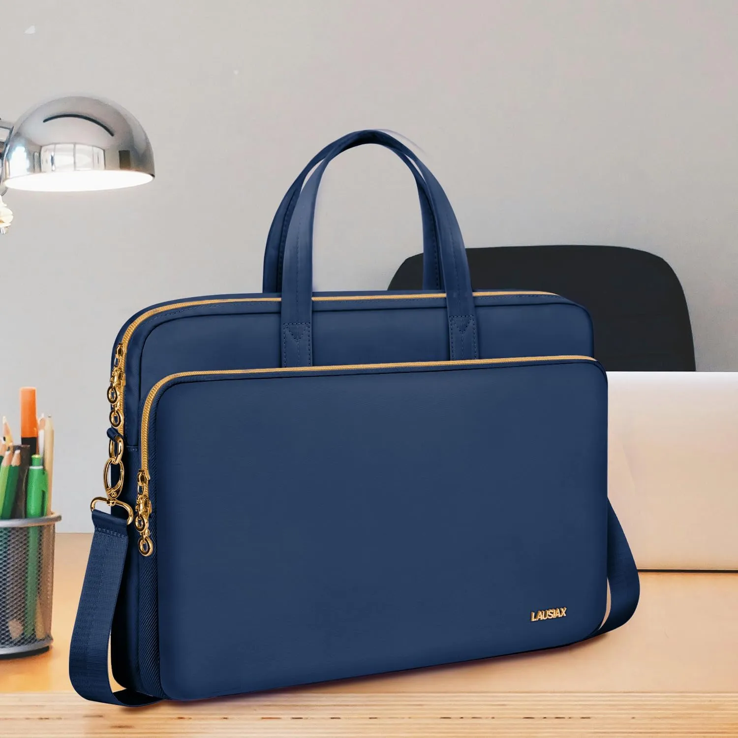Laptop Case Bag Women Men Computer Sleeve Compatible with MacBook/Dell/HP/Acer/ASUS, Waterproof Shoulder Carrying Briefcase, Blue, 17-17.3 Inch