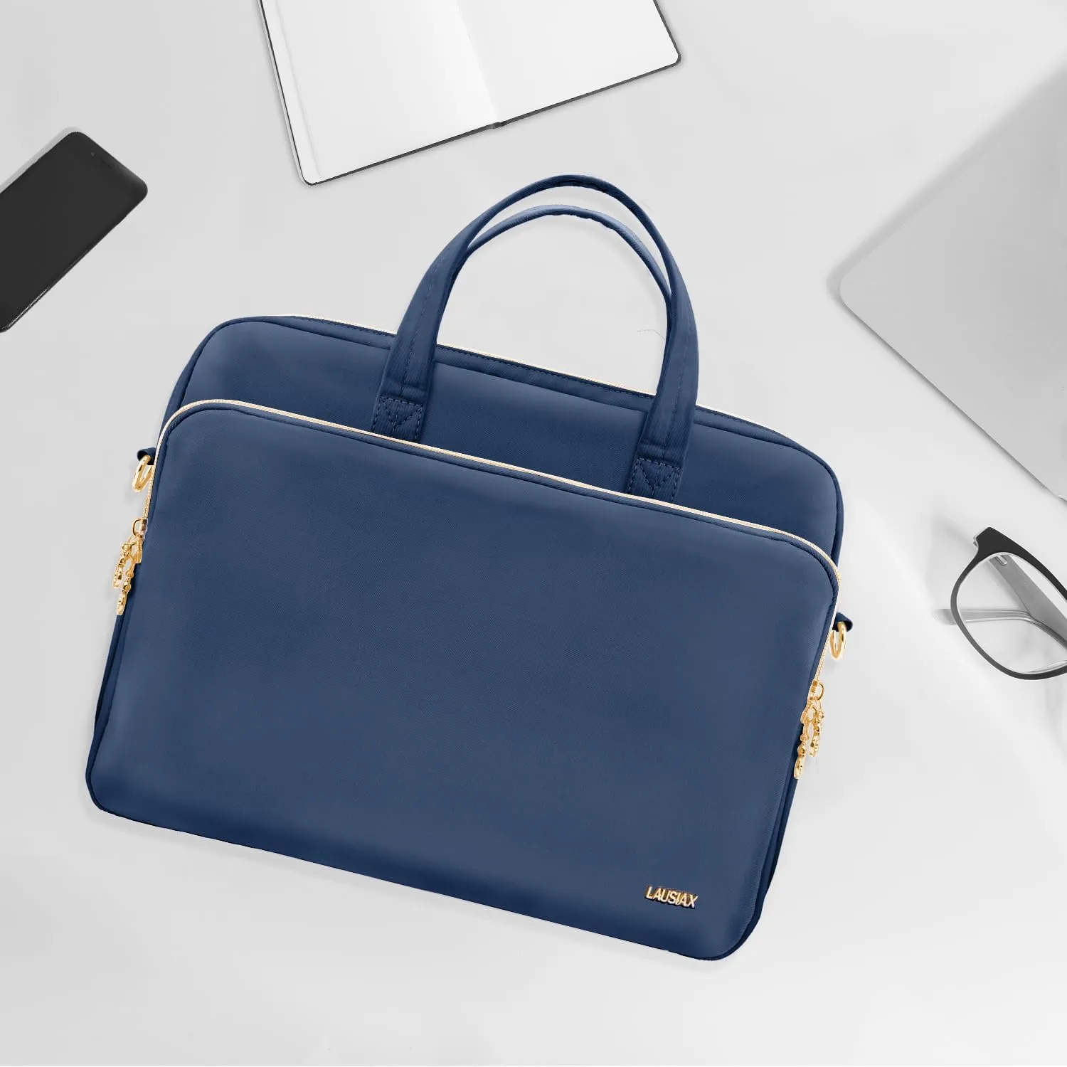 Laptop Case Bag Women Men Computer Sleeve Compatible with MacBook/Dell/HP/Acer/ASUS, Waterproof Shoulder Carrying Briefcase, Blue, 17-17.3 Inch