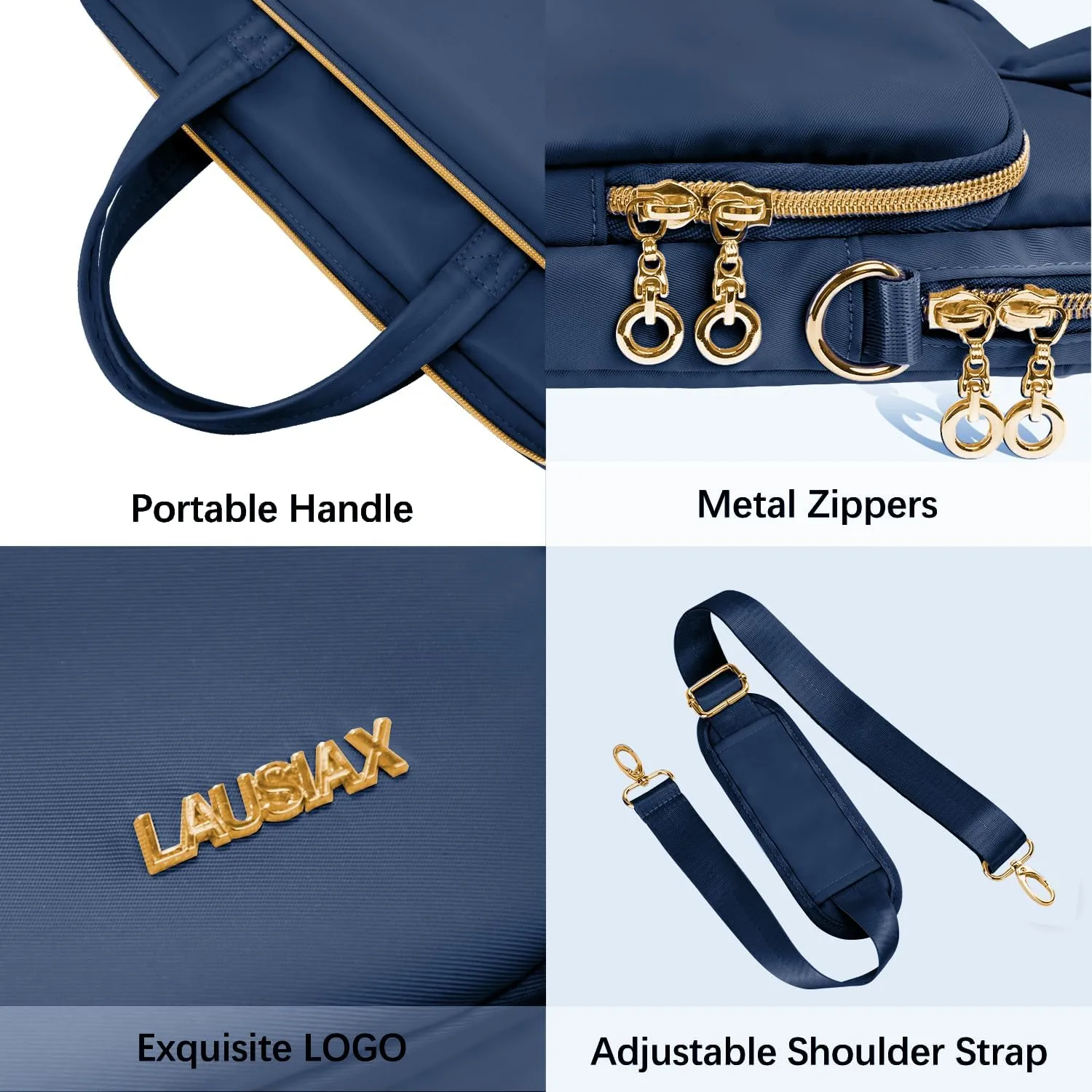 Laptop Case Bag Women Men Computer Sleeve Compatible with MacBook/Dell/HP/Acer/ASUS, Waterproof Shoulder Carrying Briefcase, Blue, 17-17.3 Inch