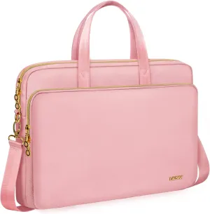 Laptop Case Bag Women Men Computer Sleeve Compatible with MacBook/Dell/HP/Acer/ASUS, Waterproof Shoulder Carrying Briefcase, Pink, 14-14.5 Inch