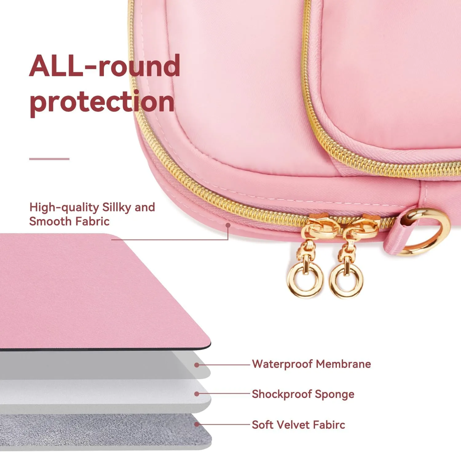 Laptop Case Bag Women Men Computer Sleeve Compatible with MacBook/Dell/HP/Acer/ASUS, Waterproof Shoulder Carrying Briefcase, Pink, 14-14.5 Inch