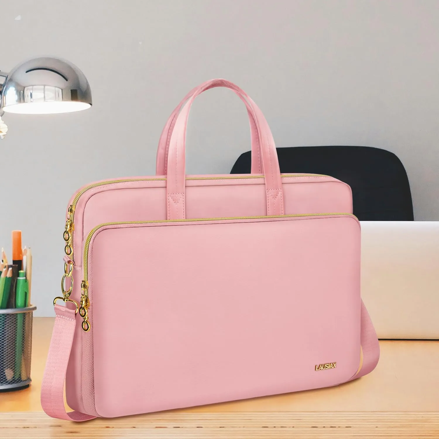 Laptop Case Bag Women Men Computer Sleeve Compatible with MacBook/Dell/HP/Acer/ASUS, Waterproof Shoulder Carrying Briefcase, Pink, 14-14.5 Inch