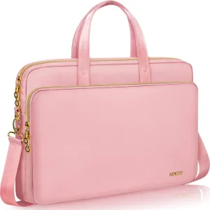 Laptop Case Bag Women Men Computer Sleeve Compatible with MacBook/Dell/HP/Acer/ASUS, Waterproof Shoulder Carrying Briefcase, Pink, 17-17.3 Inch