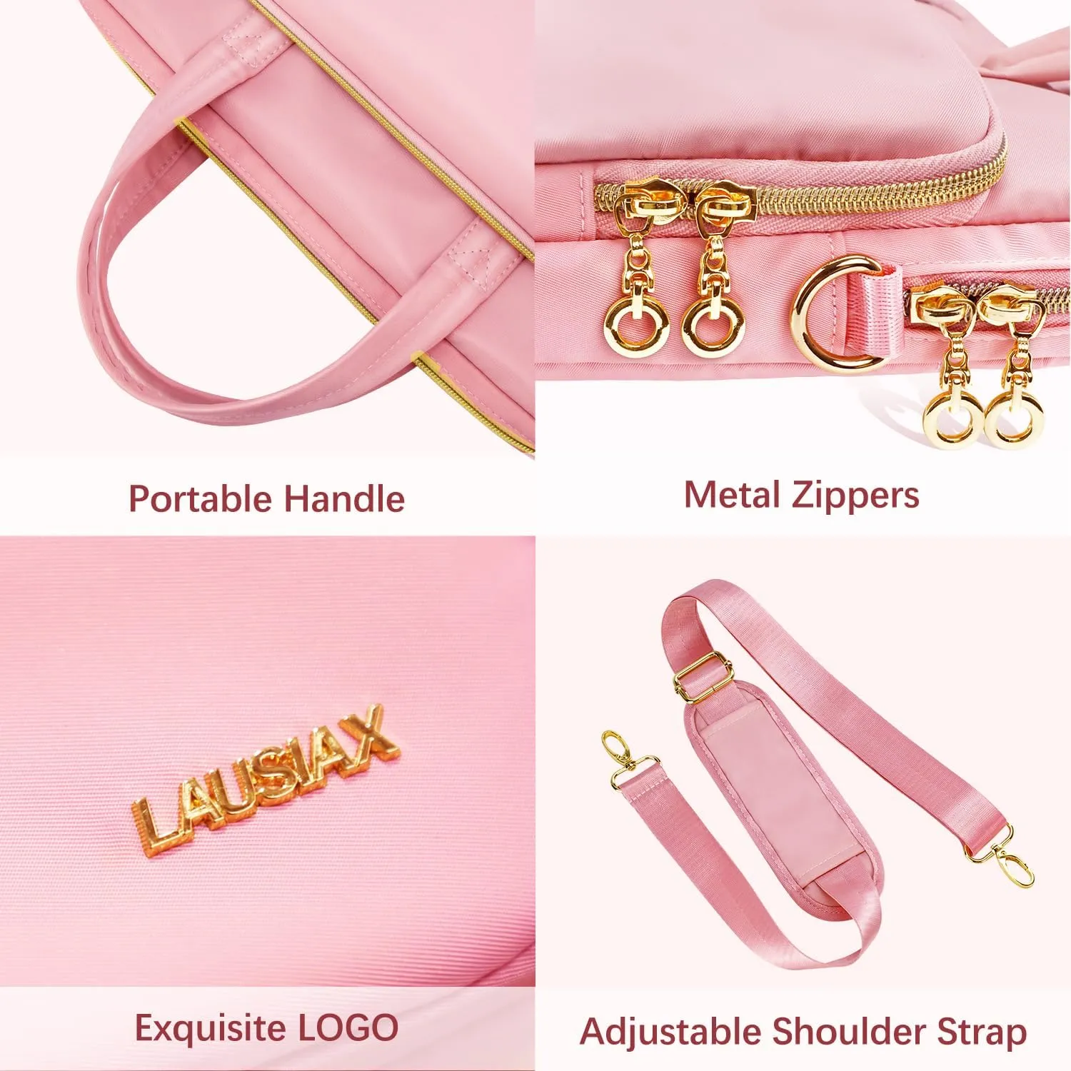 Laptop Case Bag Women Men Computer Sleeve Compatible with MacBook/Dell/HP/Acer/ASUS, Waterproof Shoulder Carrying Briefcase, Pink, 17-17.3 Inch