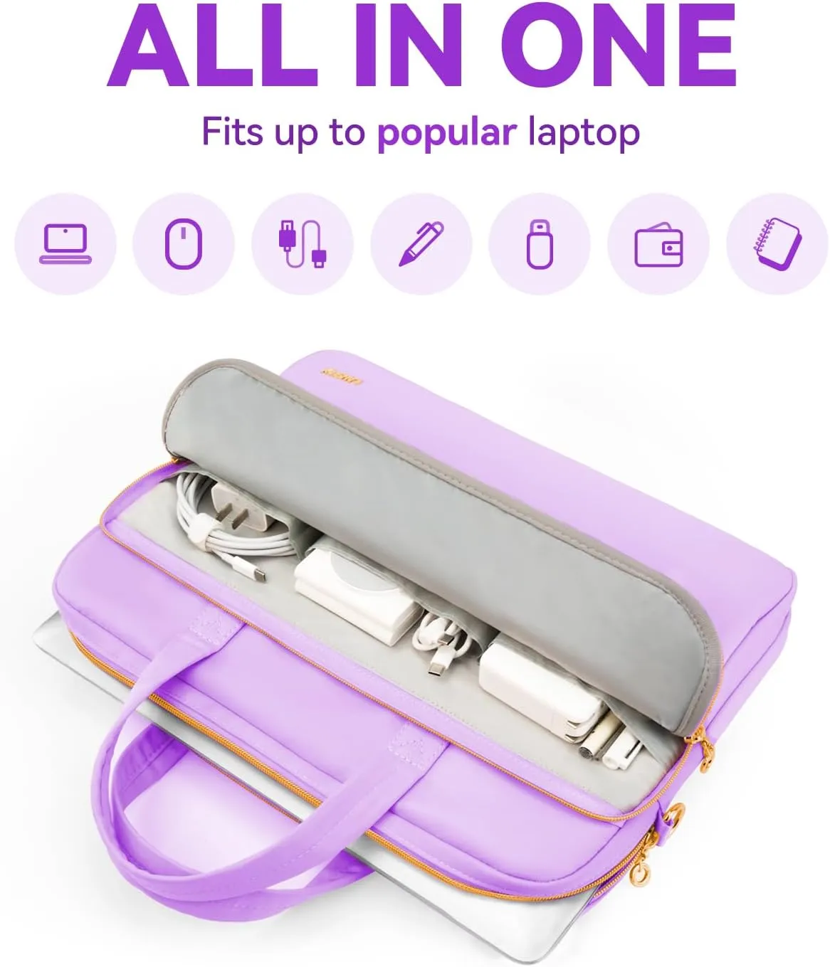Laptop Case Bag Women Men Computer Sleeve Compatible with MacBook/Dell/HP/Acer/ASUS, Waterproof Shoulder Carrying Briefcase, Purple, 15.6-16 Inch