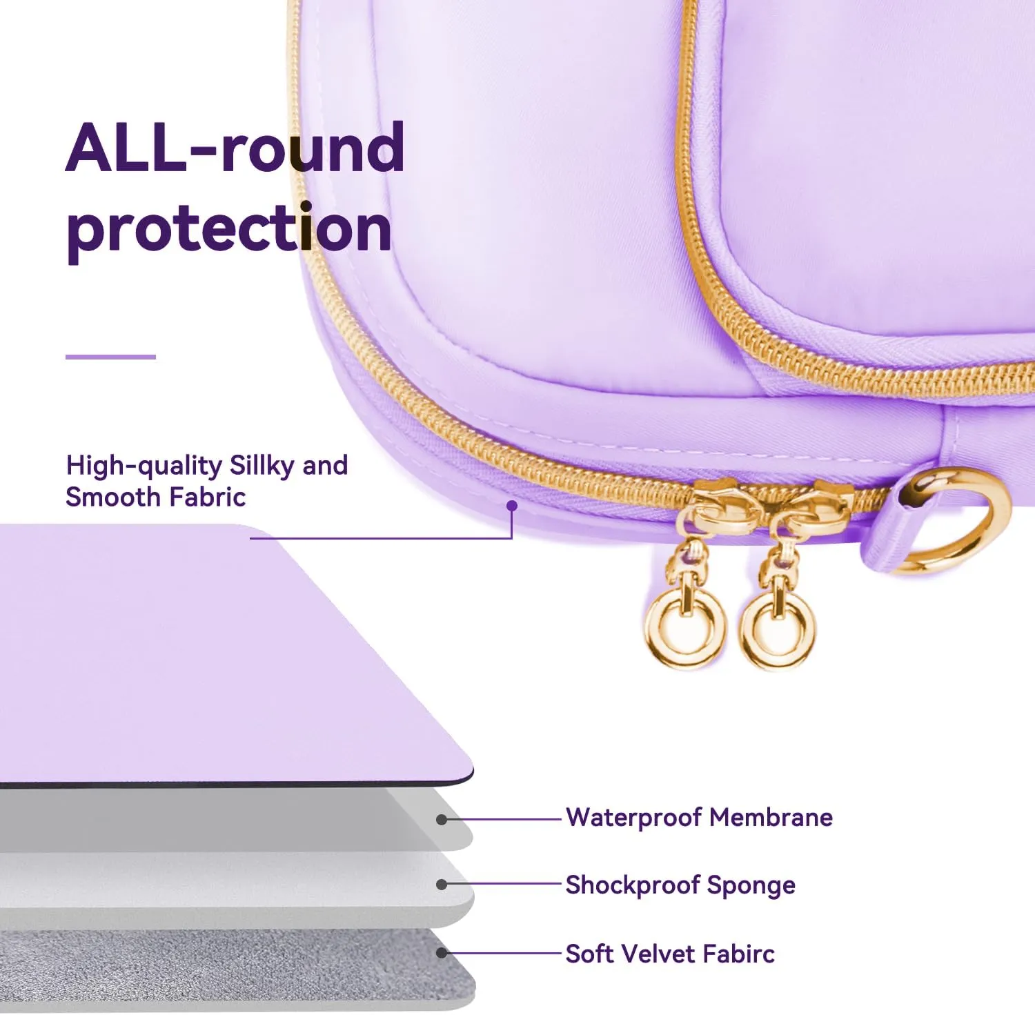 Laptop Case Bag Women Men Computer Sleeve Compatible with MacBook/Dell/HP/Acer/ASUS, Waterproof Shoulder Carrying Briefcase, Purple, 15.6-16 Inch