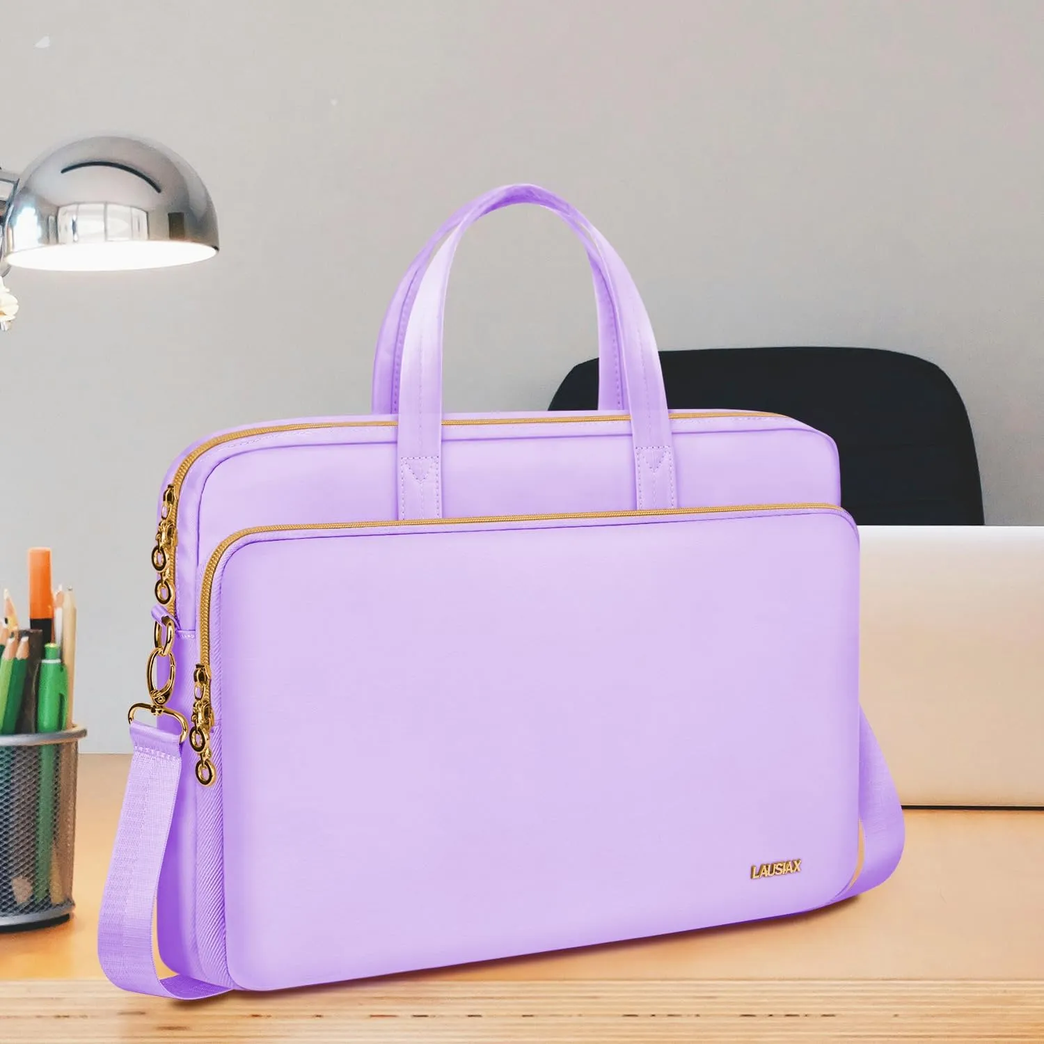 Laptop Case Bag Women Men Computer Sleeve Compatible with MacBook/Dell/HP/Acer/ASUS, Waterproof Shoulder Carrying Briefcase, Purple, 15.6-16 Inch