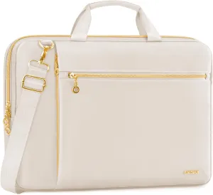 Laptop Case Bag Women Men Computer Sleeve Compatible with MacBook/Dell/HP/Acer/ASUS/LG, Waterproof Shoulder Carrying Briefcase, Beige, 15.6-16 Inch
