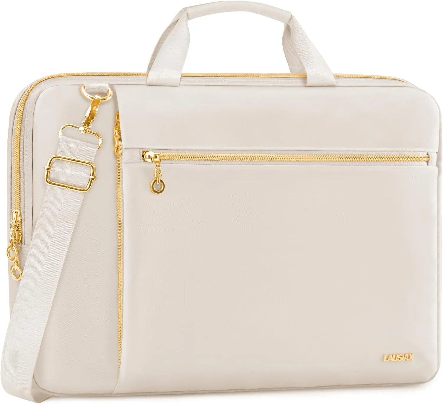 Laptop Case Bag Women Men Computer Sleeve Compatible with MacBook/Dell/HP/Acer/ASUS/LG, Waterproof Shoulder Carrying Briefcase, Beige, 17-17.3 Inch