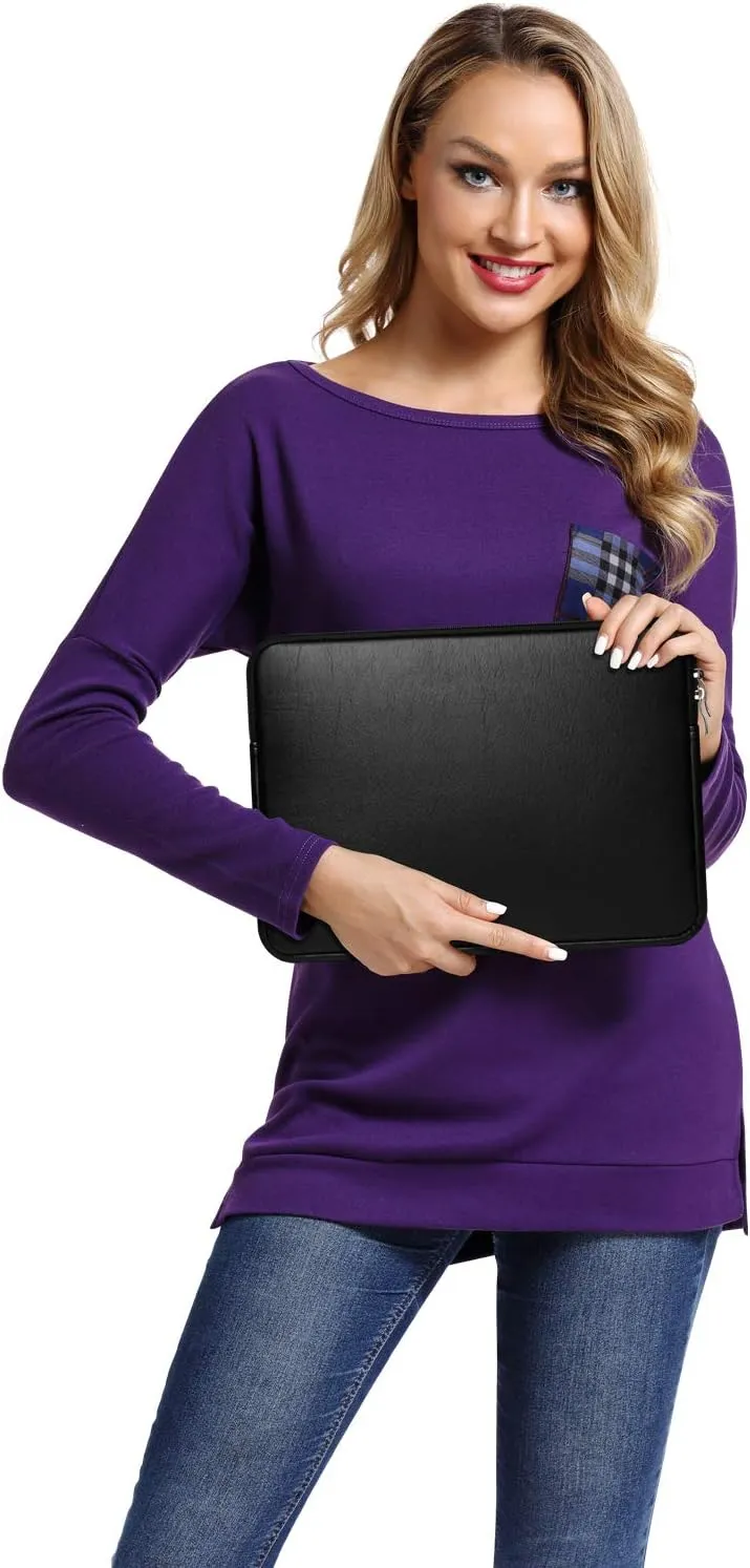 Laptop Case for New 15" MacBook Pro 15 Inch Sleeve Padded Carrying Bag 2020 2019 2016 Cover Compatible with 15.4 Apple Mac A1990 A1707 15.6" ASUS VivoBook 15 in Protective Pouch PU Leather Black