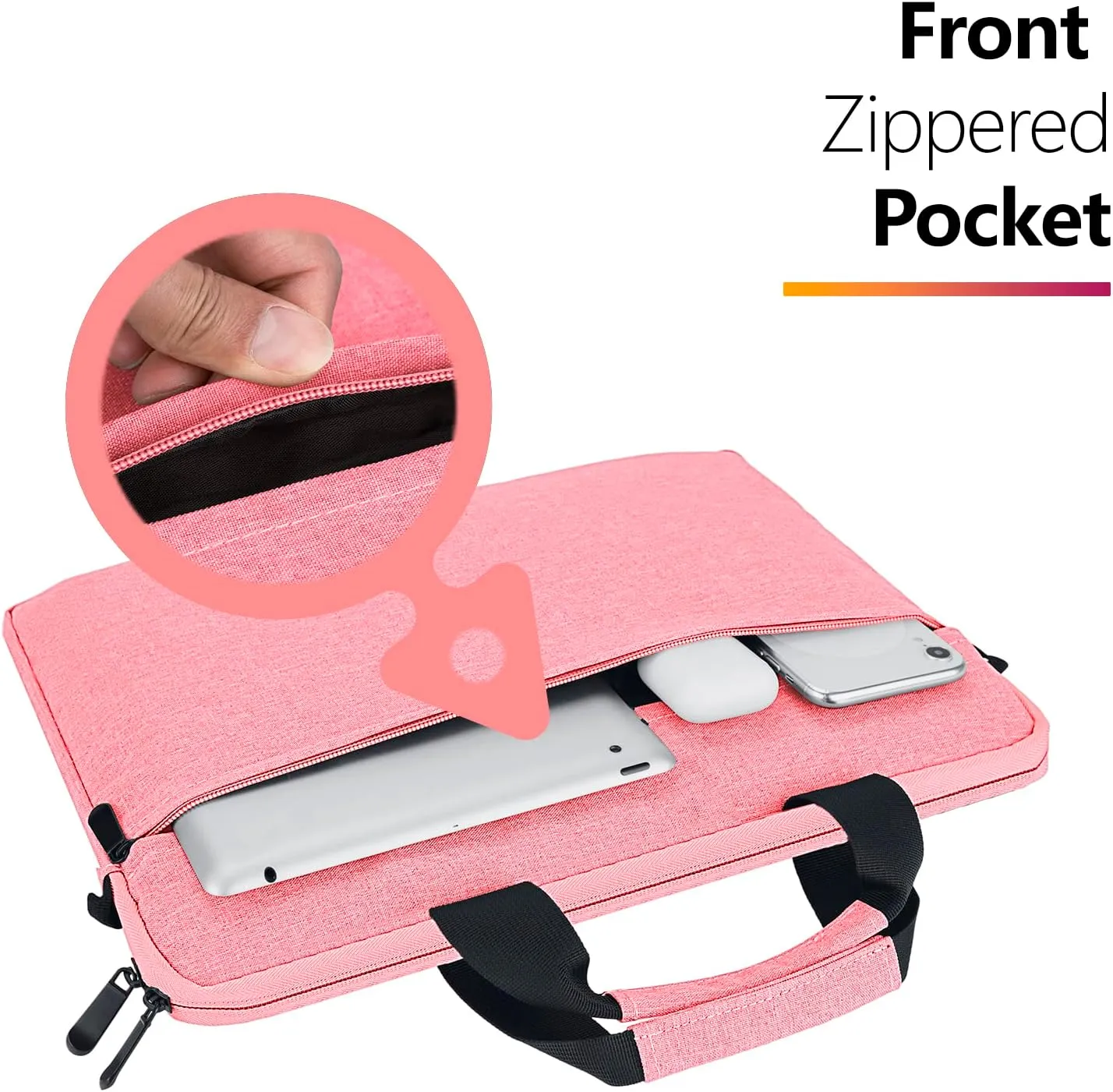 Laptop Case Shoulder Bag for 14 Inch MacBook Pro, 15 Inch MacBook Pro/Air, 14-15 Inch Laptop Computer, Protective Polyester Computer Portable Bag Briefcase with Handle, Pink