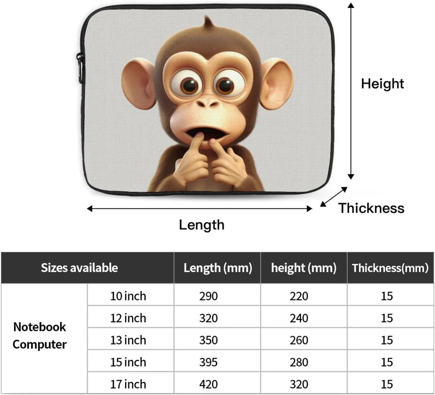 Laptop Case Sleeve 17 inch Laptop Bag Shockproof Computer Carrying Bag The Silent Monkey Notebook Case Cover
