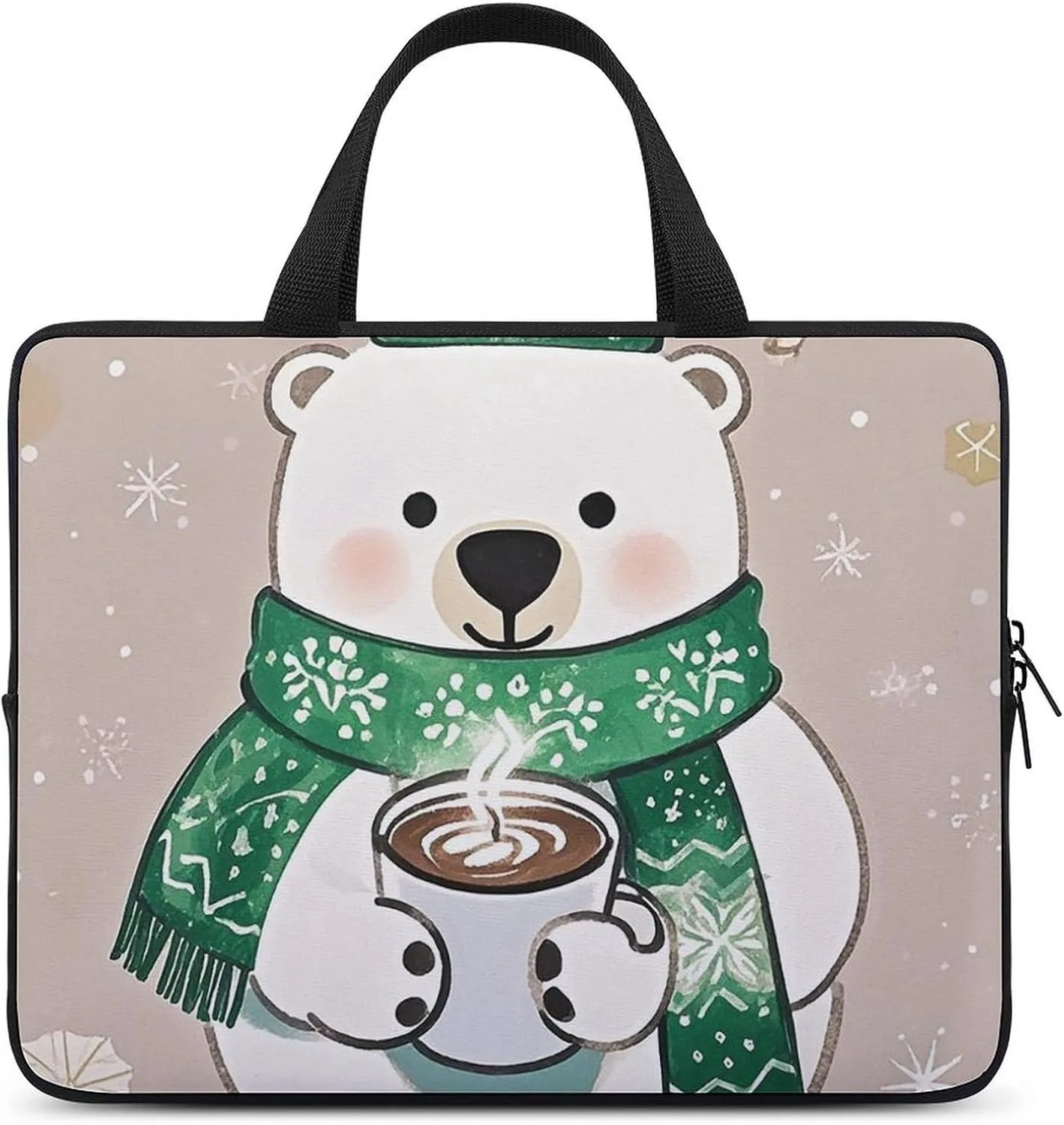 Laptop Case Sleeve Shockproof Computer Carrying Bag Bear That is Afraid of The Cold Laptop Bag Tote Lightweight Notebook Case Cover Traveling Briefcase Handle Bags for Travel Business 10inch