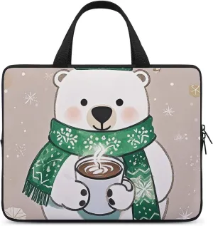 Laptop Case Sleeve Shockproof Computer Carrying Bag Bear That is Afraid of The Cold Laptop Bag Tote Lightweight Notebook Case Cover Traveling Briefcase Handle Bags for Travel Business 10inch