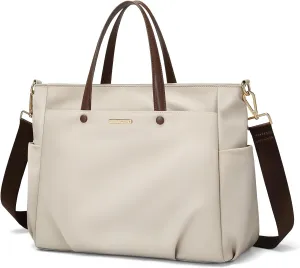 Laptop Shoulder Bag 14 Inch, Computer Shoulder Bag Large Work Tote Bag for Women, Laptop Carrying Case Stylish Handbag for Business Travel (Apricot)