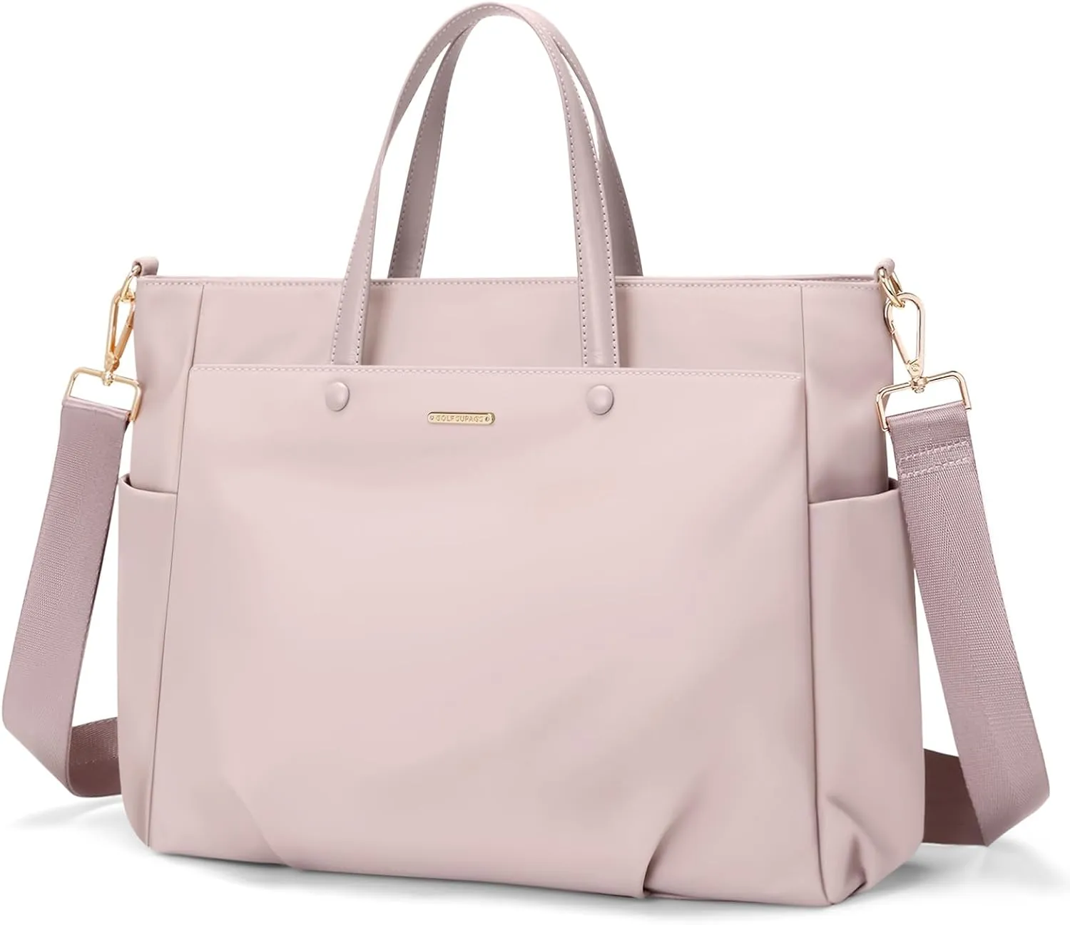 Laptop Shoulder Bag 14 Inch, Computer Shoulder Bag Large Work Tote Bag for Women, Laptop Carrying Case Stylish Handbag for Business Travel (Pinkish Grey)