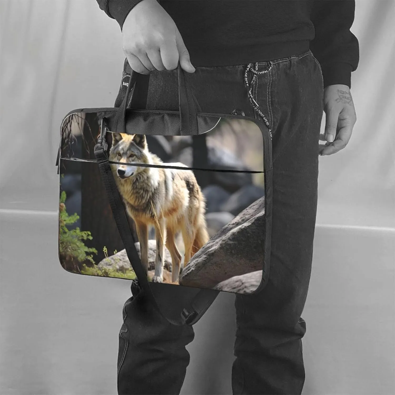 Laptop Shoulder Bag Messenger Bag Wildlife Wolf Laptop Bag Computer Bag for Men Women