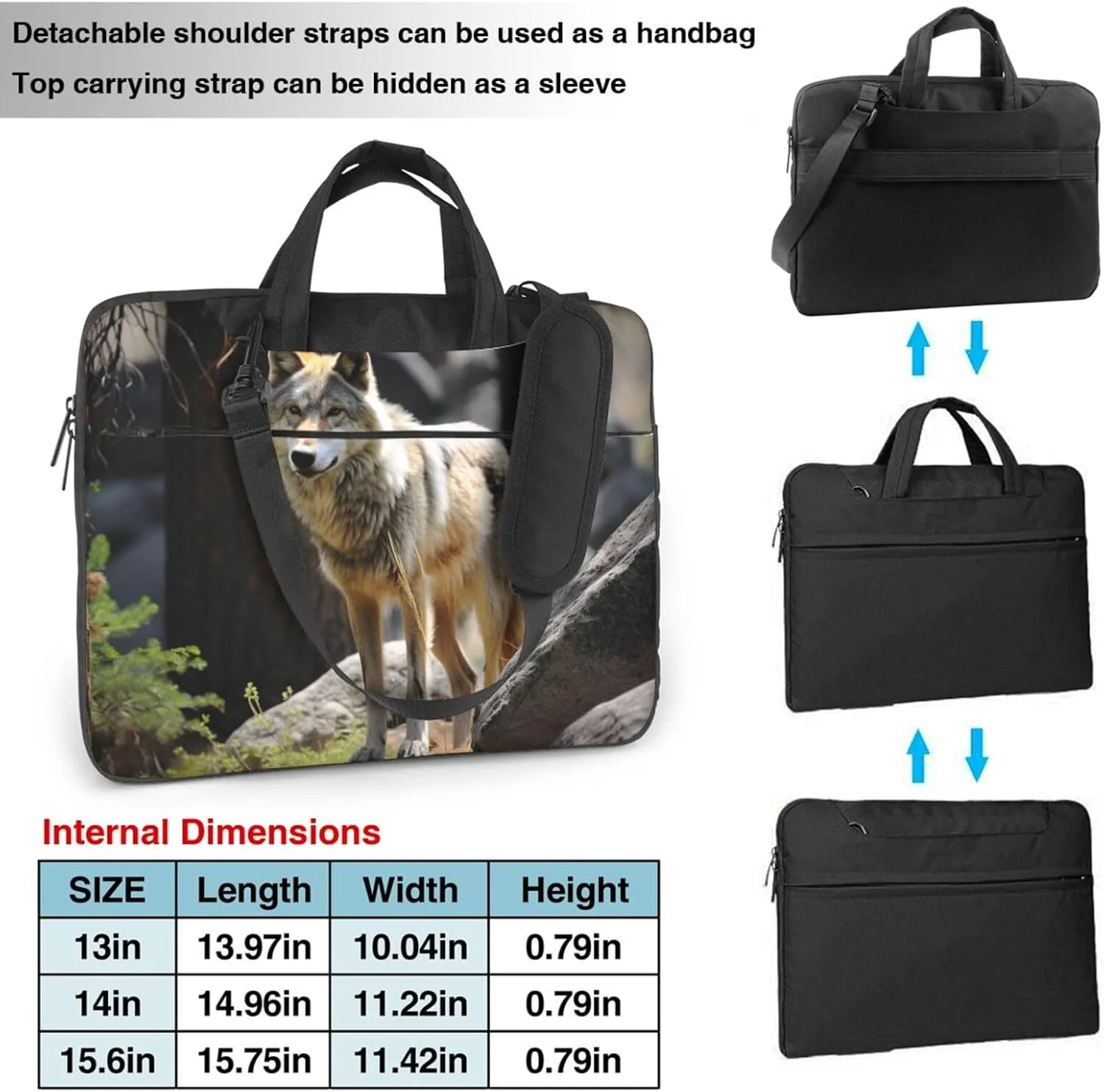 Laptop Shoulder Bag Messenger Bag Wildlife Wolf Laptop Bag Computer Bag for Men Women