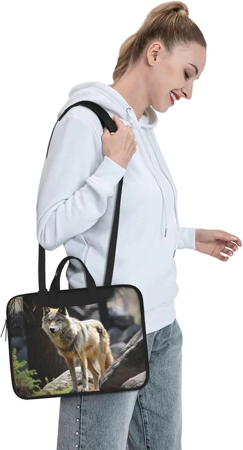 Laptop Shoulder Bag Messenger Bag Wildlife Wolf Laptop Bag Computer Bag for Men Women