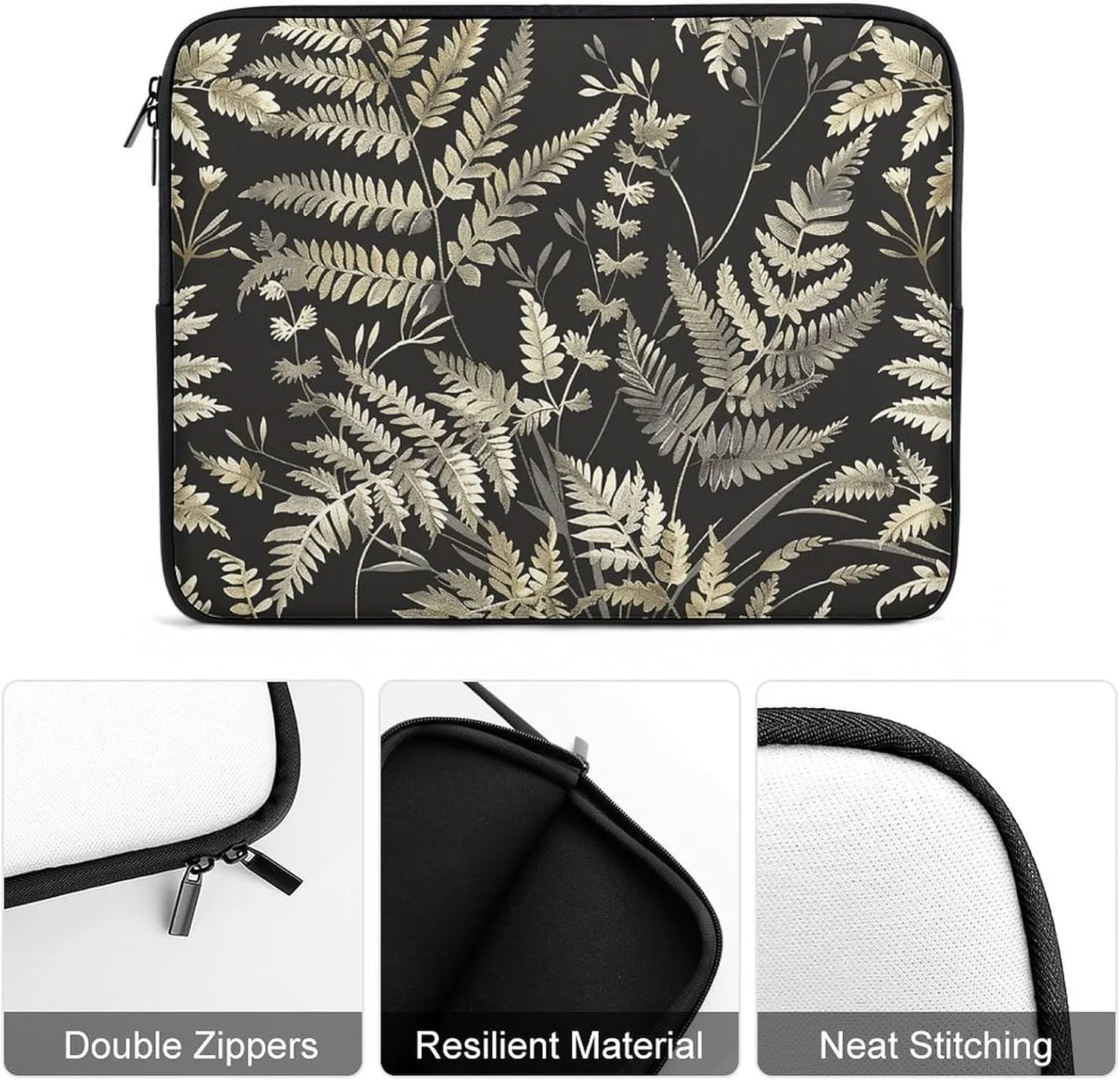 Laptop Sleeve Bag 10inch Slim Computer Carrying Bag Vintage Fern Style Laptop Protective Case Briefcase Handbag