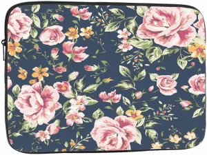 Laptop Sleeve Bag 15.4 15.6 Inch,Vintage Pink Flower Rose Retro Floral Protective Polyester Computer Cases Laptop Cover Briefcase Bag Tablet Travel Cover