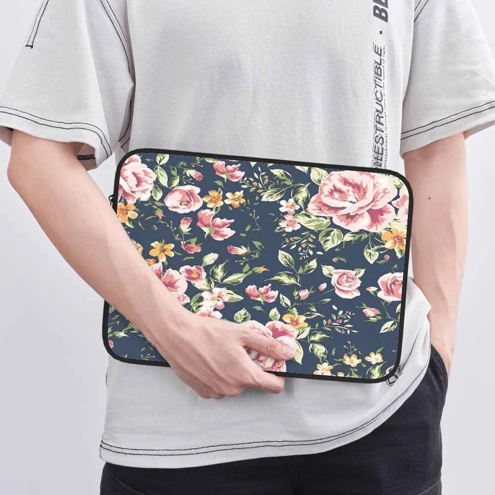 Laptop Sleeve Bag 15.4 15.6 Inch,Vintage Pink Flower Rose Retro Floral Protective Polyester Computer Cases Laptop Cover Briefcase Bag Tablet Travel Cover