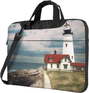 Laptop Sleeve Bag Shockproof Notebook Case Lighthouse Backdrop Computer Carrying Case with Shoulder Strap 15.6 inch