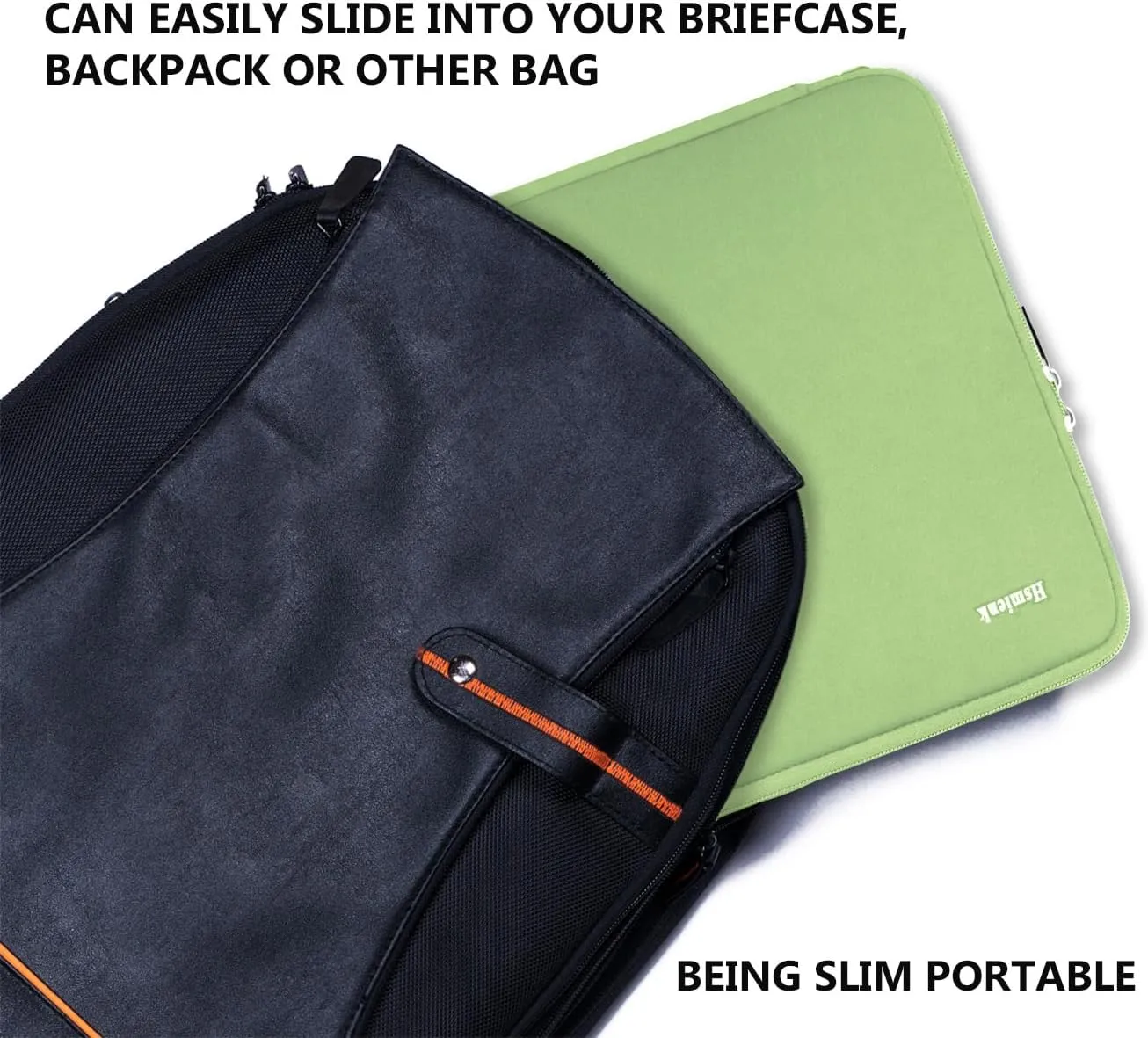 Laptop Sleeve Case 15.6 Inch, Durable Shockproof Protective Cover Flip Case Briefcase Carrying Bag Compatible with 15.6" HP, ASUS, Lenovo, Acer, Notebook, Computer, Light Green