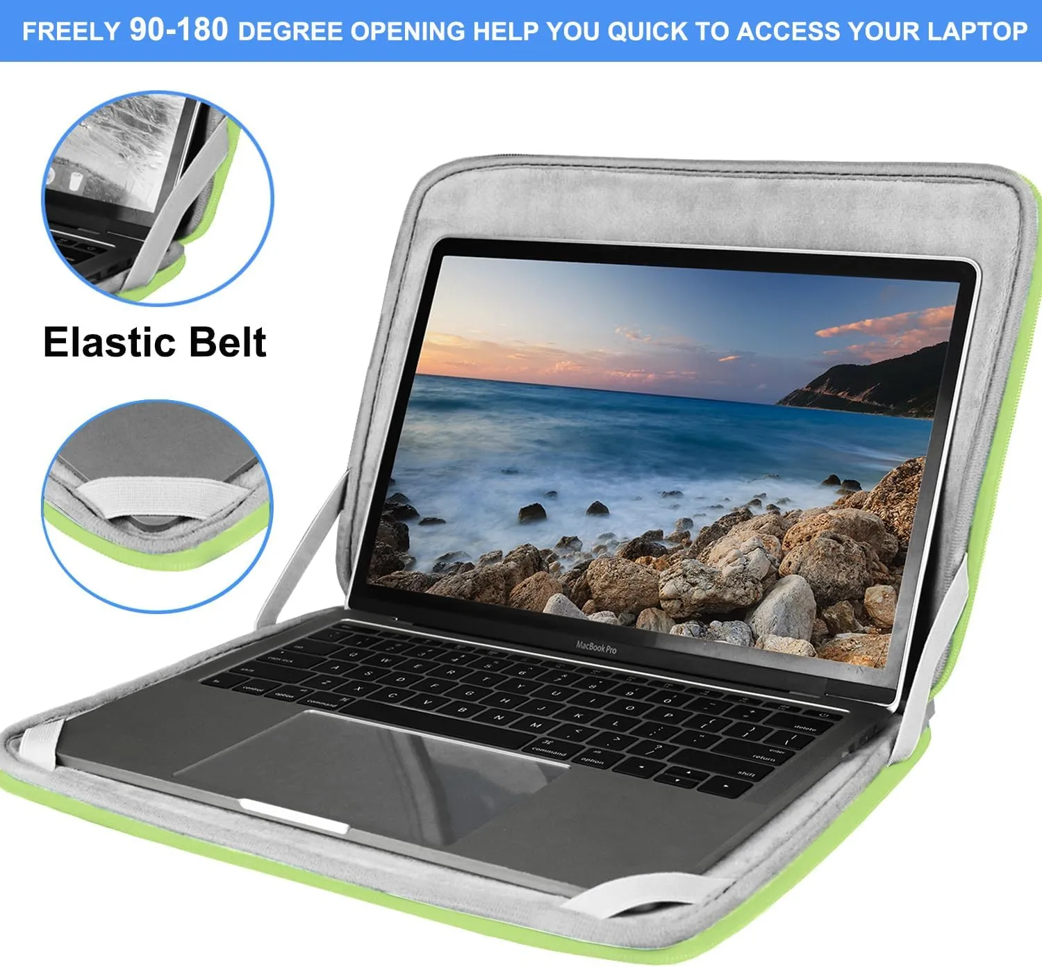 Laptop Sleeve Case 15.6 Inch, Durable Shockproof Protective Cover Flip Case Briefcase Carrying Bag Compatible with 15.6" HP, ASUS, Lenovo, Acer, Notebook, Computer, Light Green