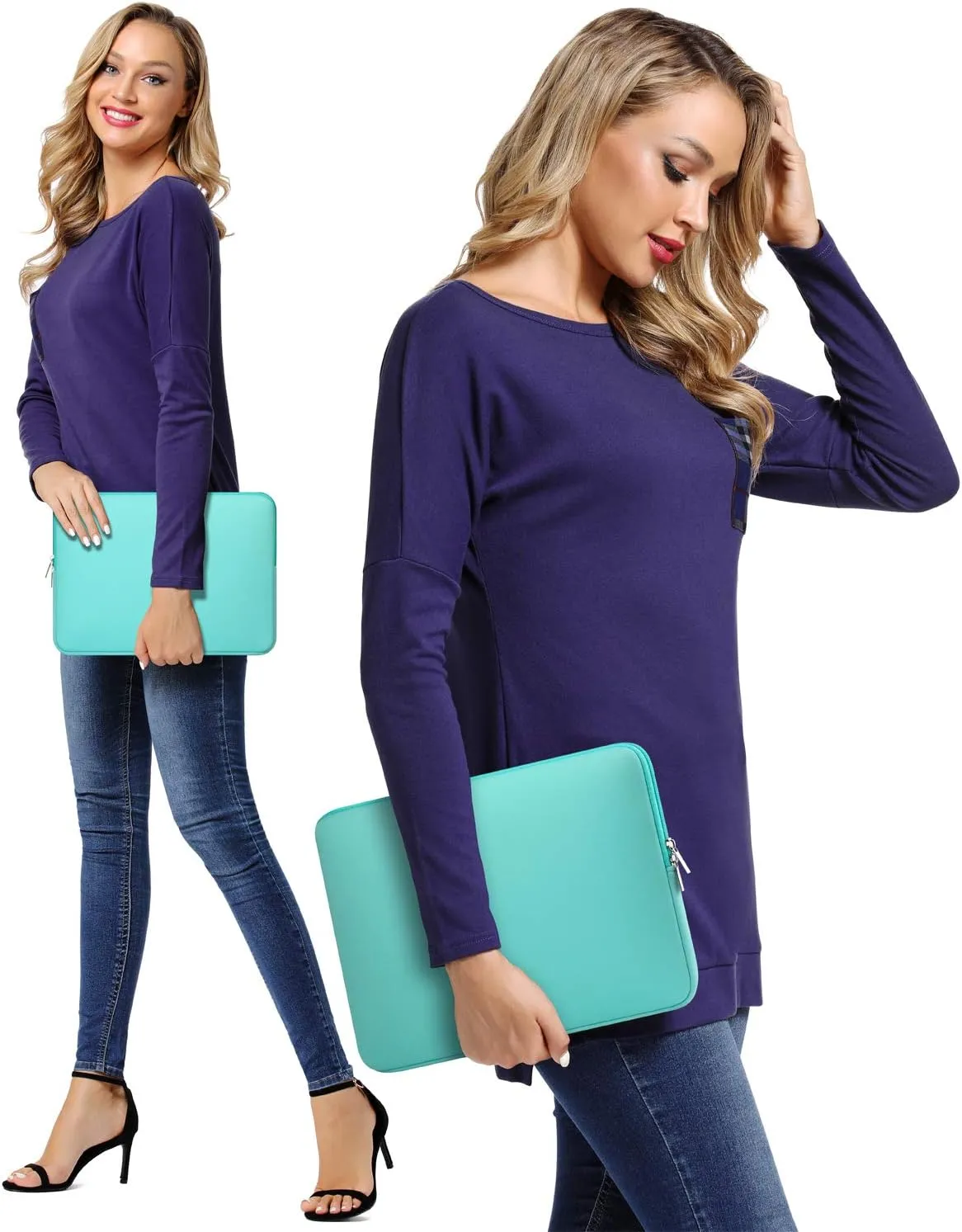 Laptop Sleeve Case for MacBook Pro 14 inch Mac Air 13 inch M4 M3 M2 M1 Compatible with Hp Lenovo Dell ASUS Computer Laptop Sleeve Bag Protective Carrying Case Cover 13-14 inch Accessories, Mint