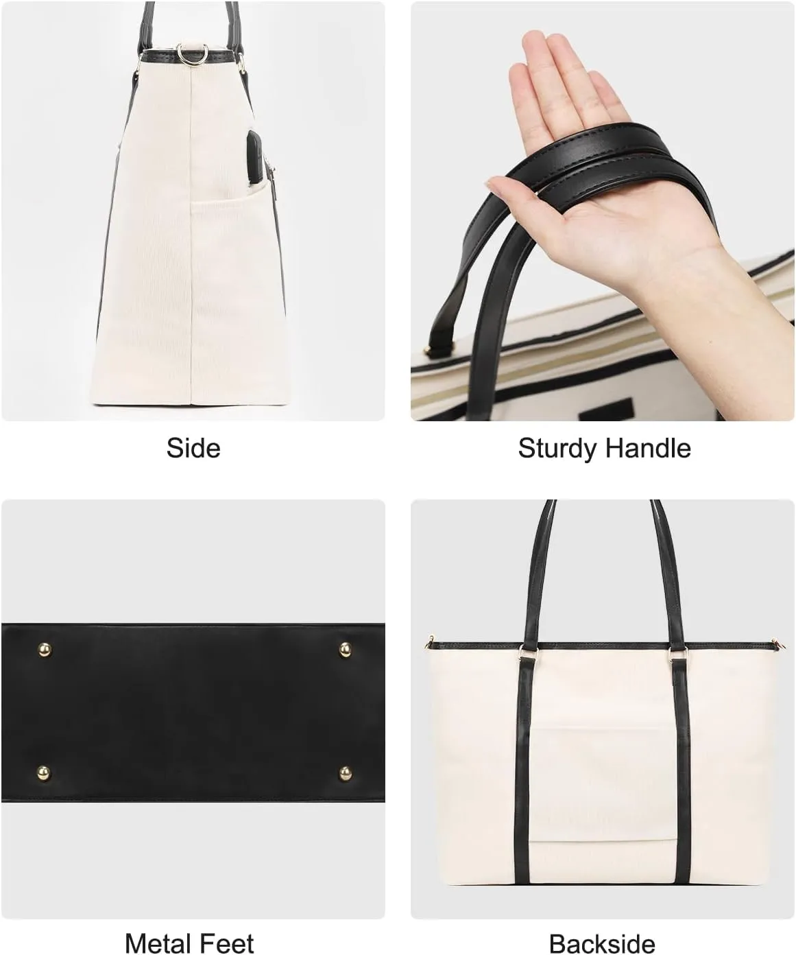 Laptop Tote Bag for Women 17 Inch Canvas Teacher Work Tote Bag with USB Charging Port Large Computer Bag Handbag Satchel Shoulder with Shoulder Straps