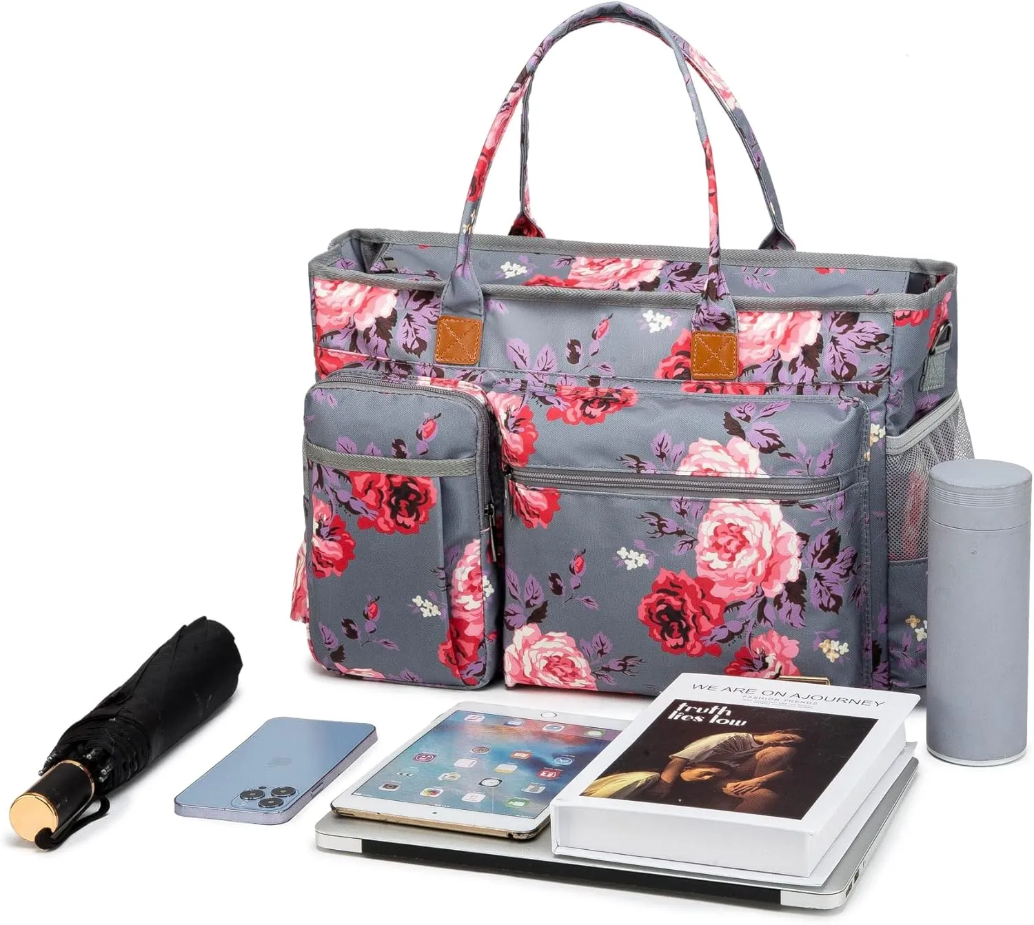 Laptop Tote Bag, Middle Size Computer Messenger Teacher Bag with 15.6'' Padded Laptop Sleeve