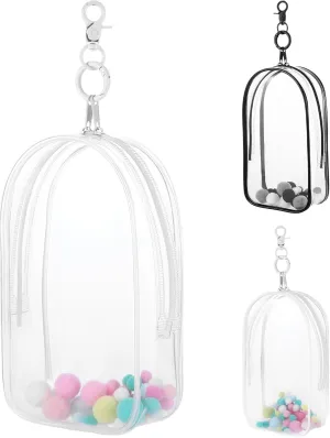 Large Clear Figure Display Bag with Keychain Case Blind Box Keychain Carrying Case Lipstick Charm for Collectibles