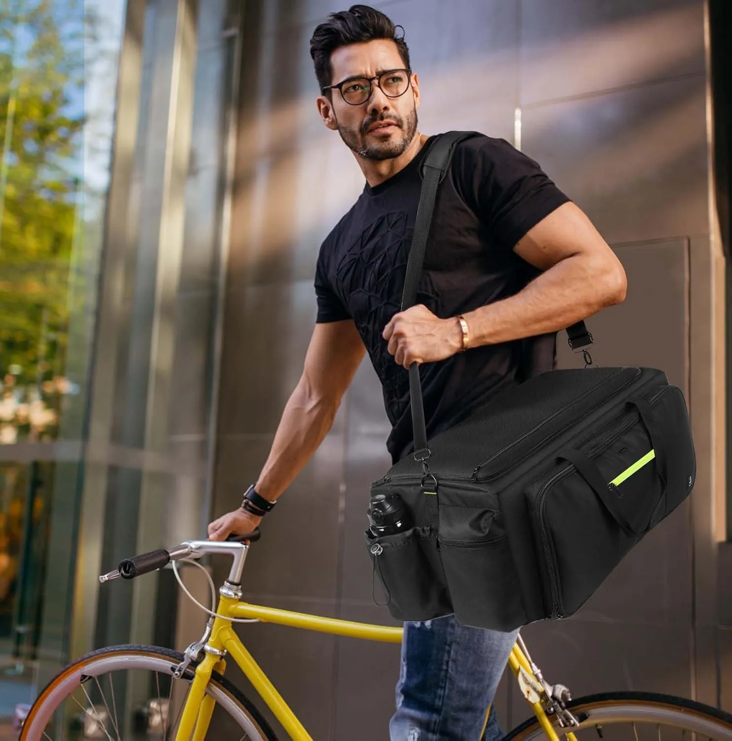 Large DJ Bag Built-in Sturdy Support Board, DJ cable bag with 9 Detachable Divider & Padded Shoulder Strap, gig bag for Professional DJ Gear, Musical Instrument and Accessories