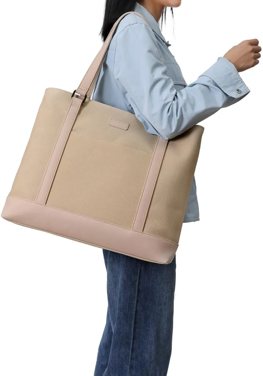 Large Tote Bags for Women 15.6 Inch Laptop Bag Lightweight Canvas Professional Work Briefcase