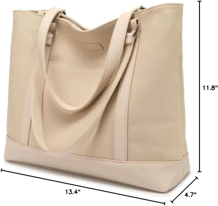 Large Tote Bags for Women 15.6 Inch Laptop Bag Lightweight Canvas Professional Work Briefcase