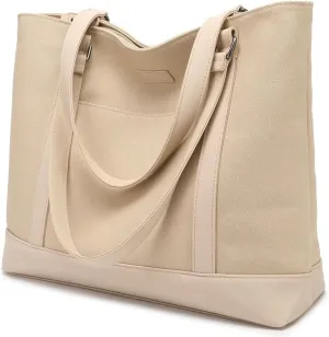 Large Tote Bags for Women 15.6 Inch Laptop Bag Lightweight Canvas Professional Work Briefcase
