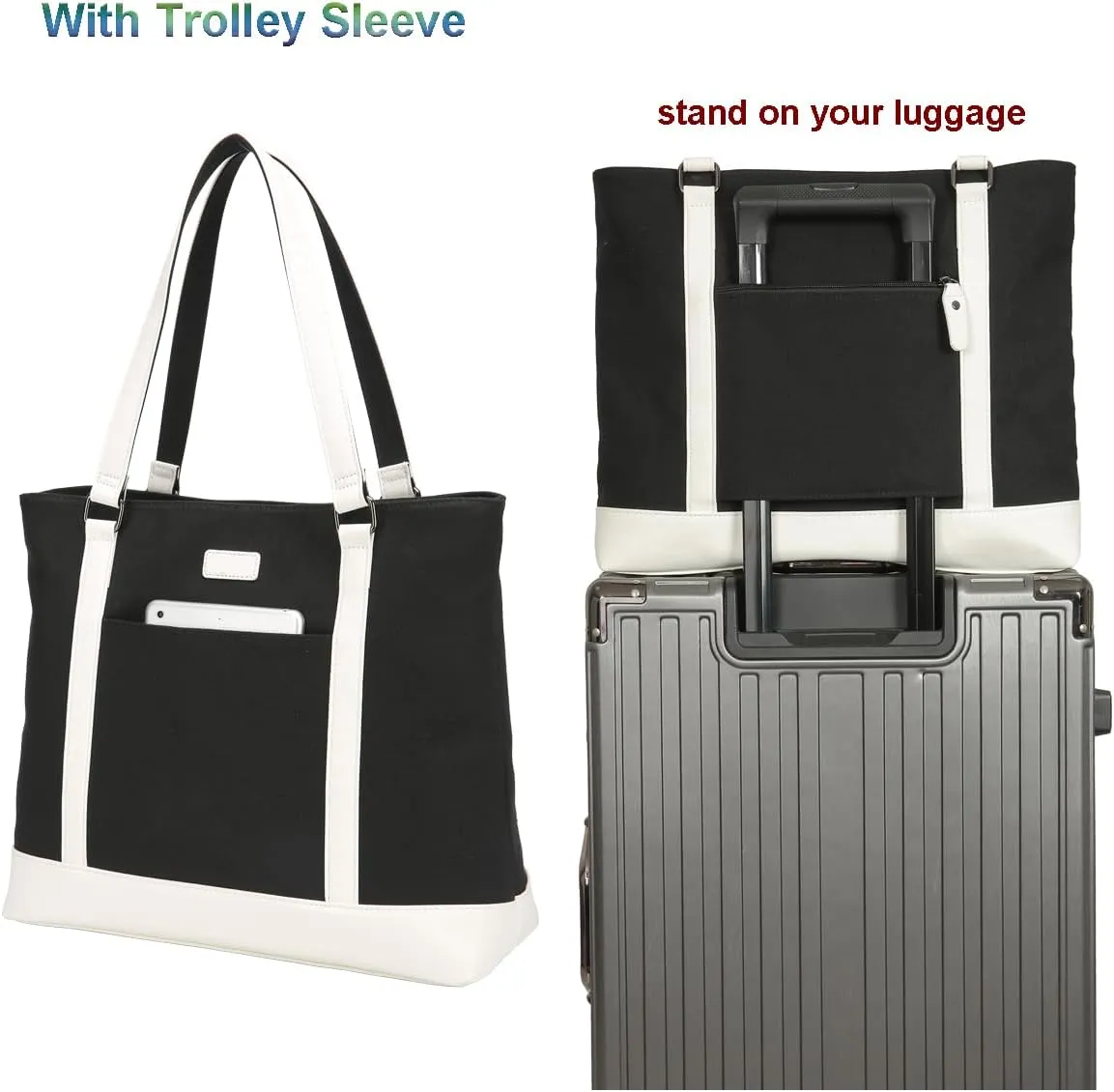 Large Tote Bags for Women 15.6 Inch Laptop Bag Lightweight Canvas Professional Work Briefcase