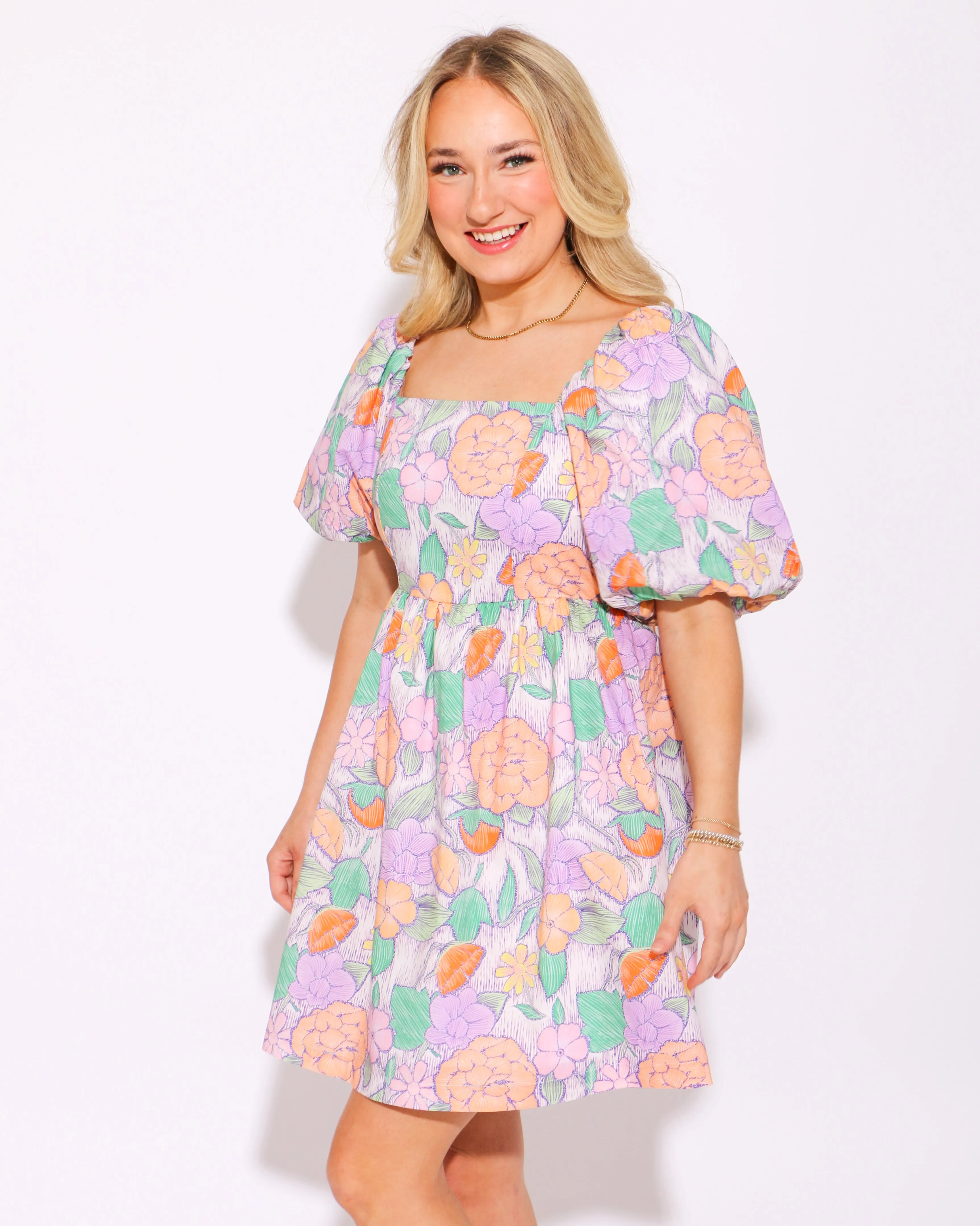 Lavender and Floral Tie Back Dress
