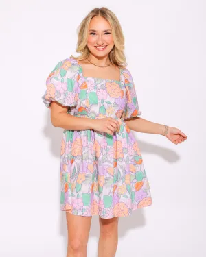 Lavender and Floral Tie Back Dress