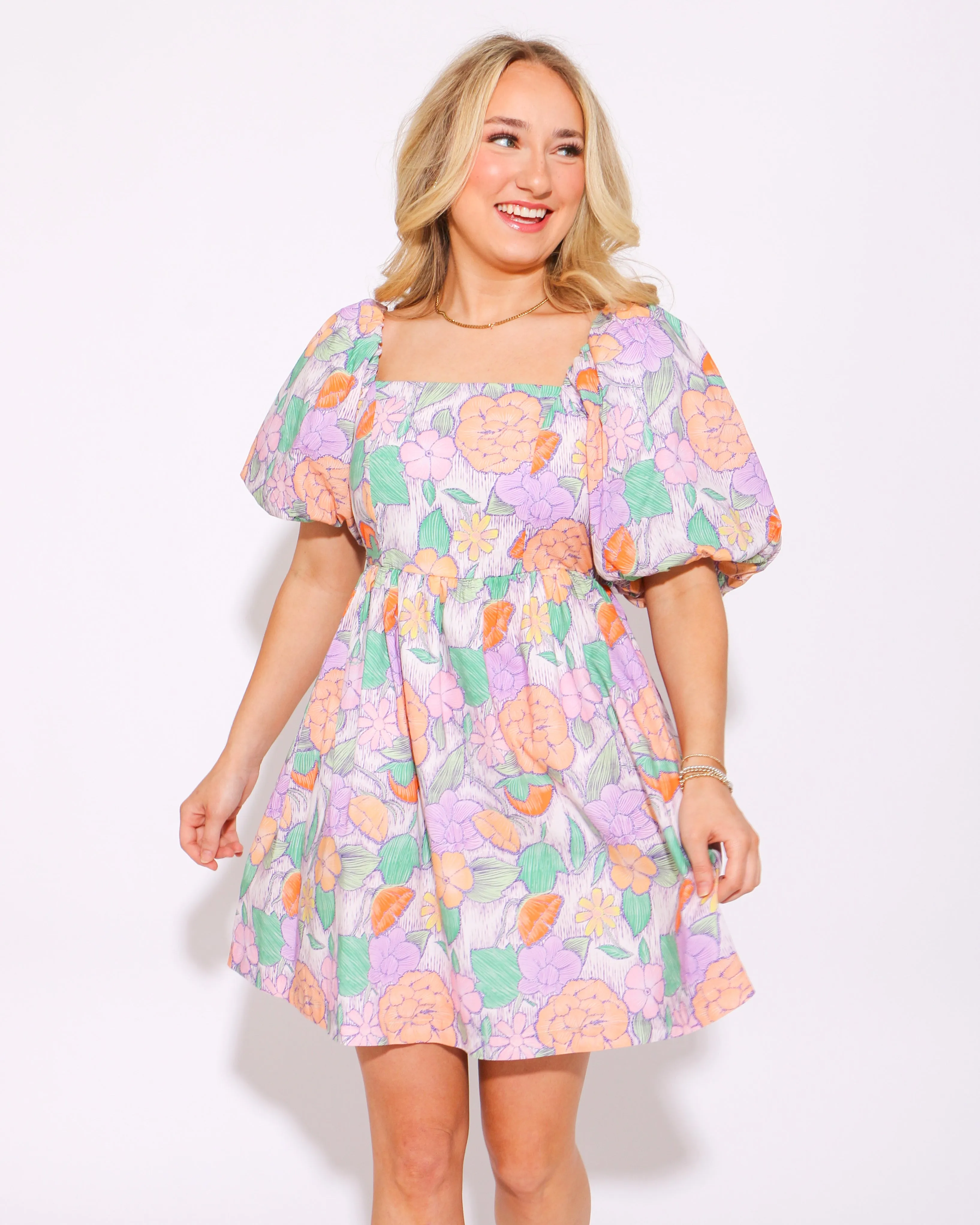 Lavender and Floral Tie Back Dress